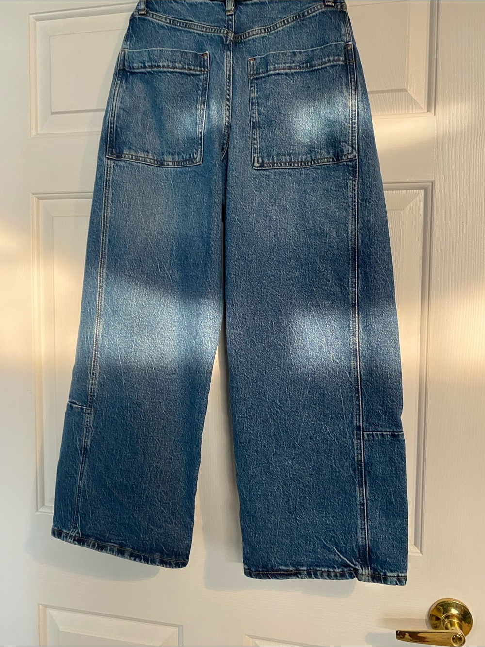 Women barred Wide-Leg Blue Denim Jeans